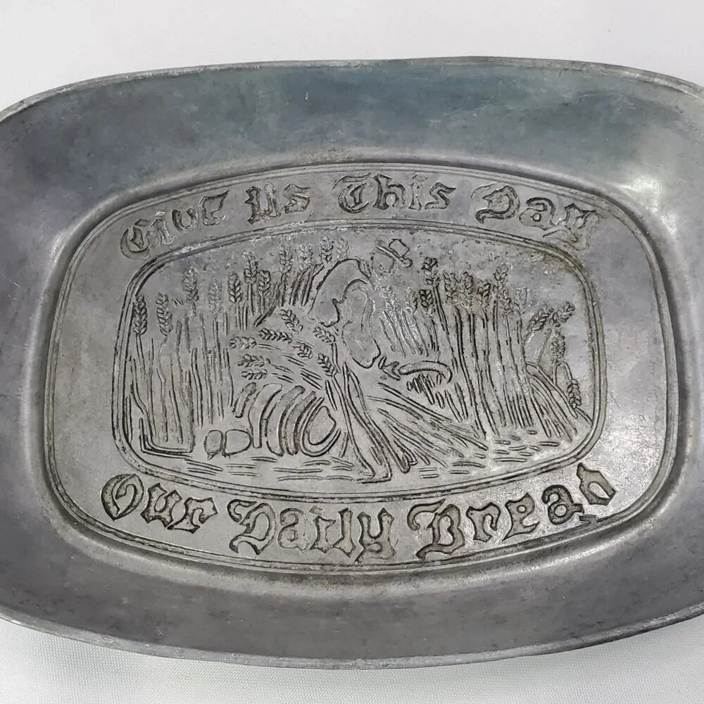 VTG Pewter Bread Tray With 